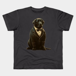 Fashionable Lab: The Elegant Black Labrador Retriever in Formal Attire Kids T-Shirt